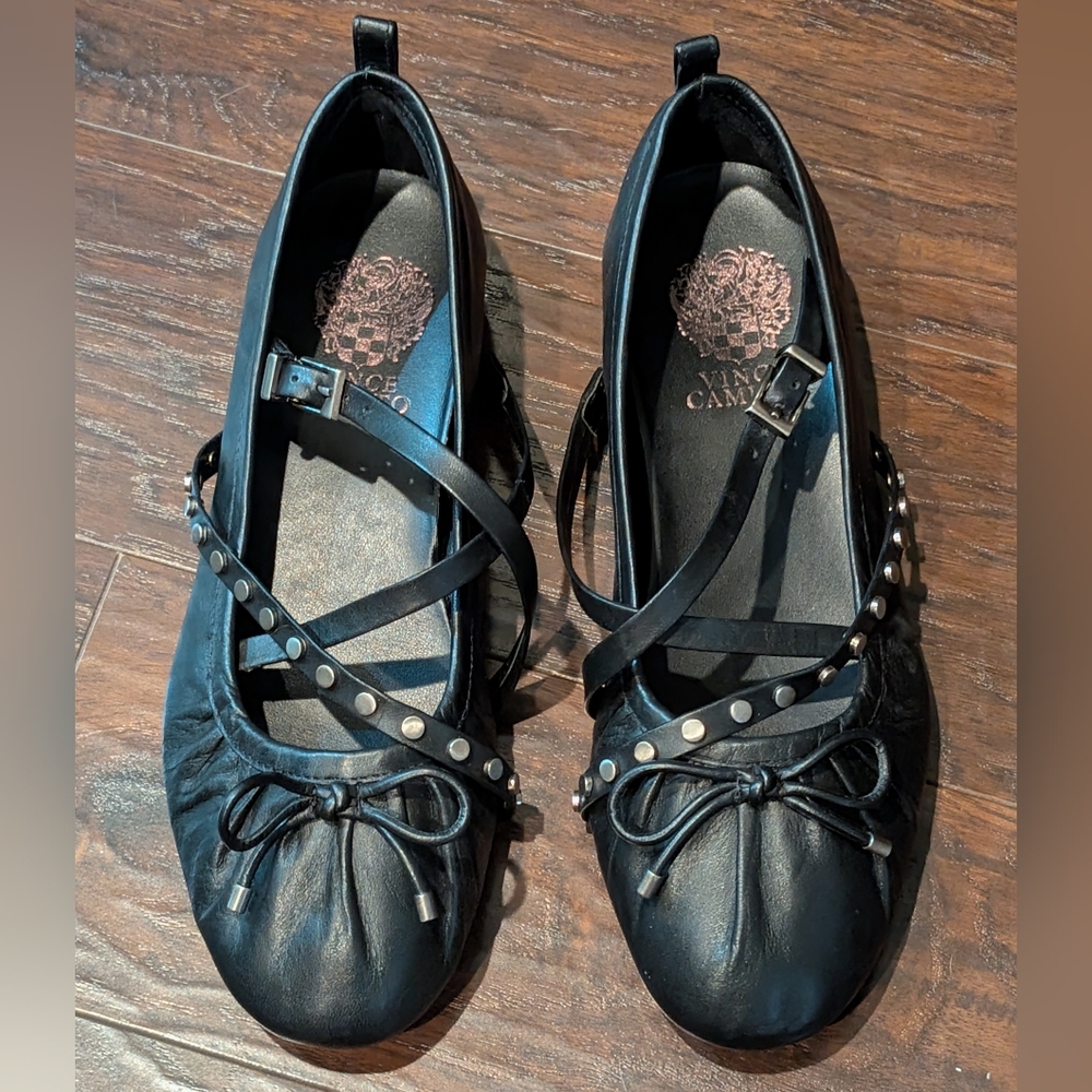 Vince Camuto 7.5 Black Solah Studded Ballet Flats - Picture 3 of 10